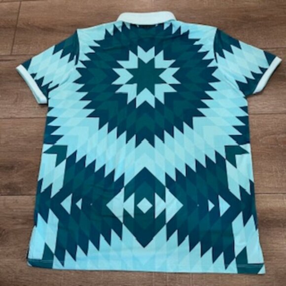 Greyson Geometric Print Golf Polo Shirt Men’s Large Turquoise‎ Green - Picture 11 of 15